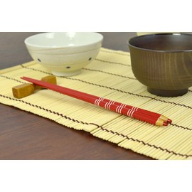 aoba Chopsticks Dishwasher Safe, Natural Wood Color Pencil Border Red 22.5 cm