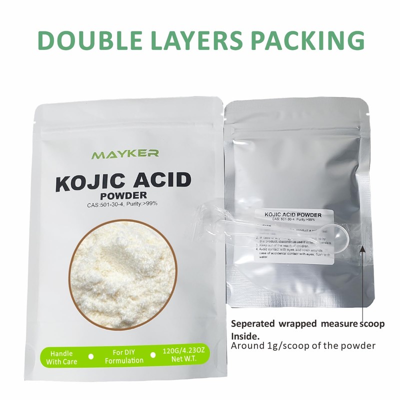 MAYKER Pure Kojic Acid Powder 4.23oz, Cosmetic Grade, Natural Skincare