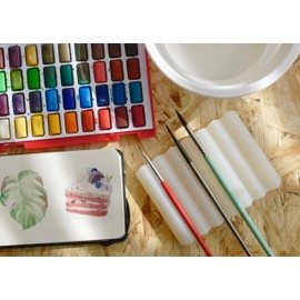 SHIMOYAMA Self Draining Soap Holder, 2 Pack, Silicone Accordion Soap Dish, Soap Saver, Paint Brushes Holder for Watercolor Brush, Sponges, Bathroom, Counter Top, Bath Tub