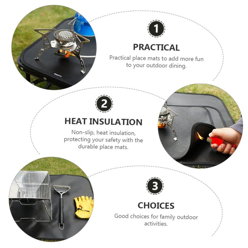 BESPORTBLE Portable Fireproof Blanket BBQ Heat Mat Outdoor Mats Insulation