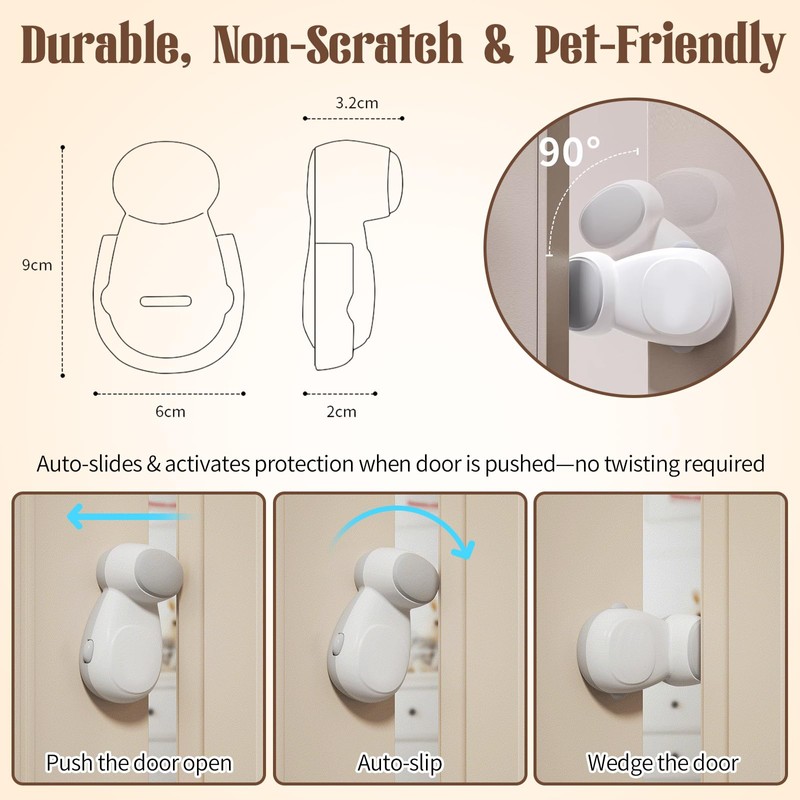 Baby Proof Door Pinch Guard with Auto Lock, Kids Anti-Slam