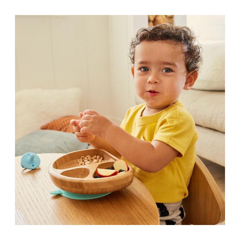 Munchkin® Bambou™ Divided Suction Plate - Eco-Friendly Bamboo Dinnerware for