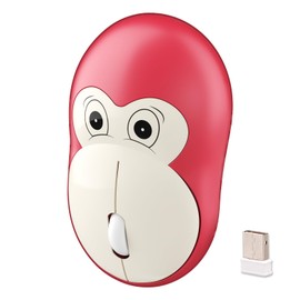 Lomiluskr Cute Monkey Wireless Mouse, Silent Mouse, 2.4G Wireless Mice, Candy Colors, Kawaii Mouse for Girls and Kids (Red Monkey)