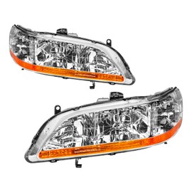 Torchtree Headlight Assembly for 1998-2002 Accord, Amber Reflctor Clear Lens Chrome Housing, OE Style Replacement Headlight Assembly