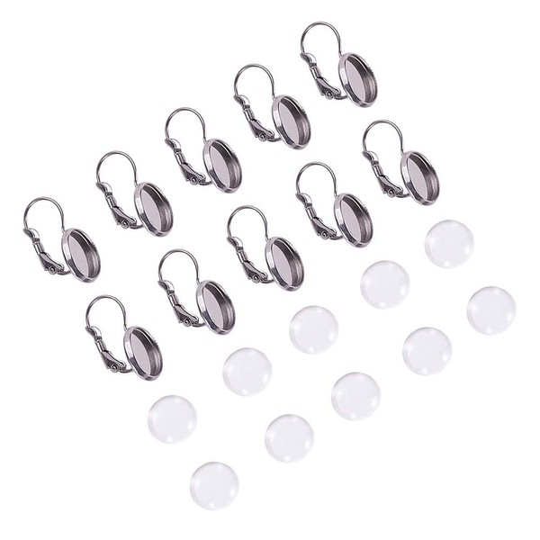 UNICRAFTALE 30 Sets 10 mm Flat Round Tray Earrings Making