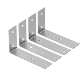 YUMORE Shelf Bracket, 7 Inch L Brackets Heavy Duty, Stainless Steel Shelf Supports Wall Mounted for Floating Shelves, 4 Pack