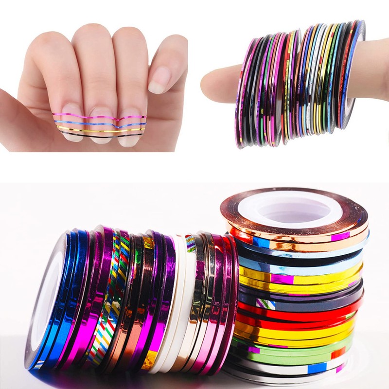 Nail Art Striping Tape Lines Kit 36 pcs 1mm 2mm