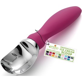 Spring Chef Ice Cream Scoop with Soft Grip Handle, Professional Heavy Duty Sturdy Scooper, Premium Kitchen Tool for Cookie Dough, Gelato, Sorbet, Magenta