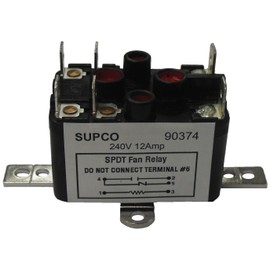 Supco 90380 General Purpose Fan Relay, 13 A Load Current, 24 V Coil Voltage, Normally Open and Normally Closed Contacts