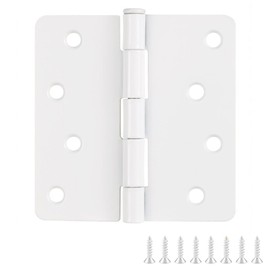 Door Hinges for Interior Doors 6-Pack 4-inch x 4-inch – Rounded 1/4-inch Radius Steel Door Hinge – Painted White – Fits Standard Doors – Design House 188056