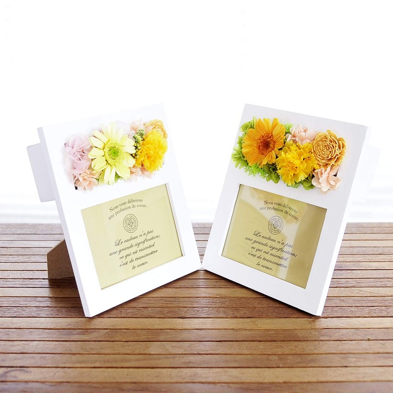SSP09 Preserved Flowers Photo Frame, Parfait Campagne Gerbera Orange White,