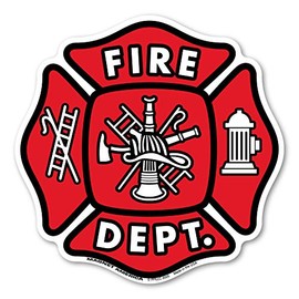 Maltese Cross Fire Department Magnet by Magnet America Is 5.875" x 5.875" Made for Vehicles and Refrigerators