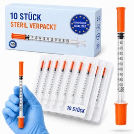 10pcs 1ml - 30g x 8mm | 1ml Syringes with Fixed Needle Sterile Individually Wrapped Precise Scale for Liquid Dispensing Lab Supplies