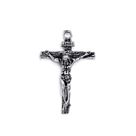 AIMALL Men Stainless Steel Gold Silver Black Jesus Crucifix Pendant Chain Necklace, 21.65" Length, 1.93x1.3 Cross