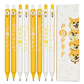 Maydahui 8 Pcs Cute Corgi Pens Retractable Shiba Inu Puppy Gel Pens Cartoon Dog Button Animal Pens Black Ink for School Office Supplies Pet Lovers Goodie Bags