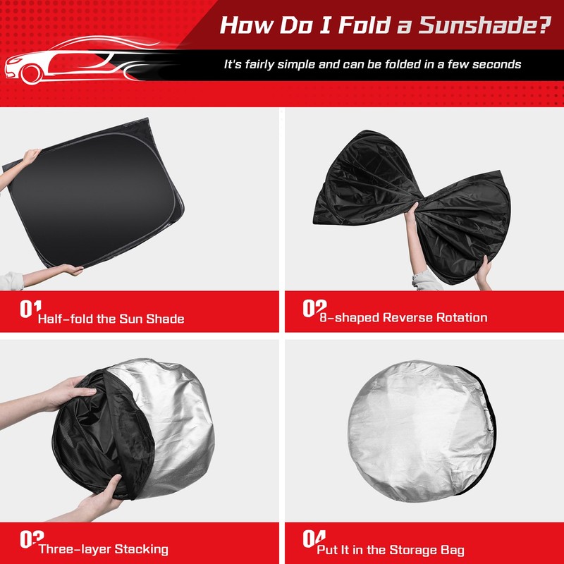 ARISMOTOR Windshield Sun Shade for Toyota Tundra (Limited, SR5, Platinum,