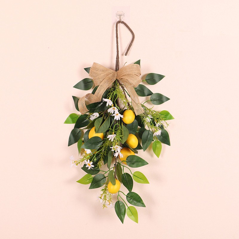 Artificial Lemon Teardrop Wreath Wall Hanging Teardrop Lemon Fruit Wreath