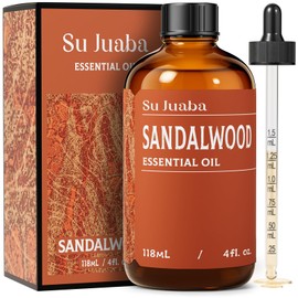 SU JUABA Sandalwood Oil 4 Fl Oz, 100% Natural Aromatherapy Oil for Diffuser,Skincare, Hair Care, DIY Fragrance, and Relaxation - 118ML