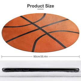 MoBlinko Basketball Rug for Boys Bedroom 3 Ft Circle Rug Carpet Circular Rugs Non Slip Mat for Kitchen Living Room Bedroom Decoration