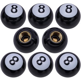 MEAJOO 8PCS Pool 8 Ball Style Tire Valve Stem Caps, Universal Copper Core Dustproof Tire Valve Stem Covers for Cars, SUV, Trucks, Bikes, Motorcycles, Bicycles(Black)