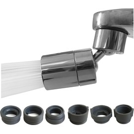 Extensor de aireador de llave giratorio, adaptadores de llave de boquilla, filtro universal de salpicaduras, extensión de llave de cocina y baño de repuesto (plateado 80°)
