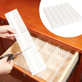 Vesici 80 Pcs Drawer Dividers Adjustable Drawer Organizer Plastic Drawer Dividers Organizer DIY Drawer Separators Storage Dividers for Socks, Underwear, Makeup, Tidy Kitchen, Bedroom, Dresser (White)