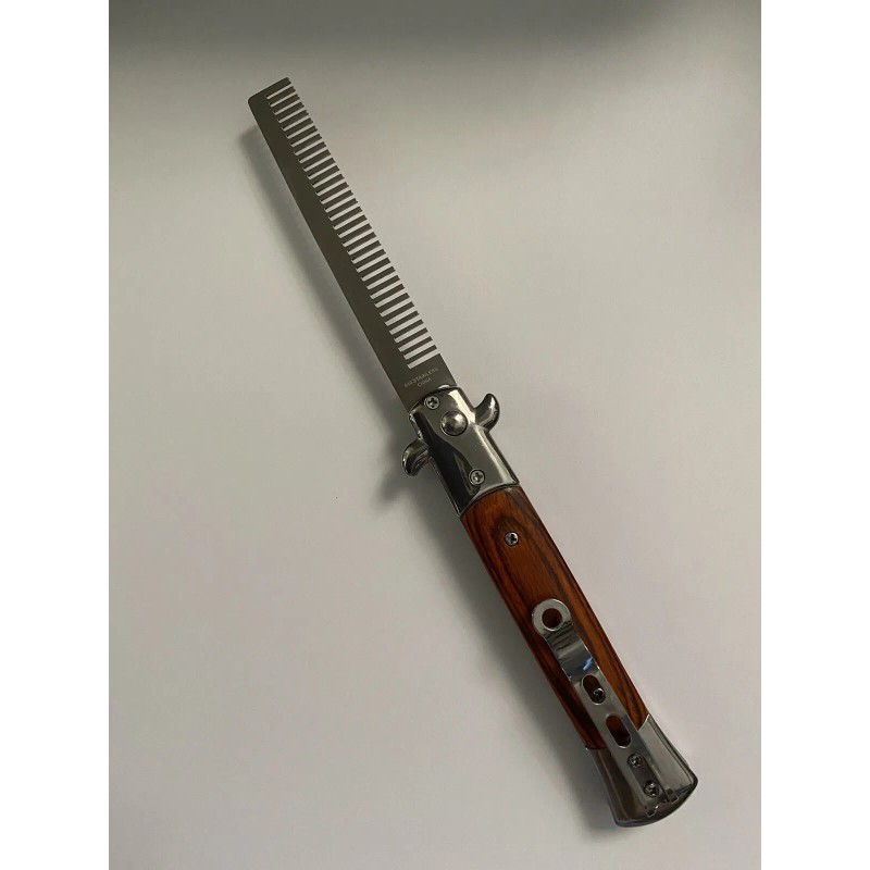 Stilleto Wood SWITCHBLADE COMB Italian Stiletto Style Knife Automatic Switch