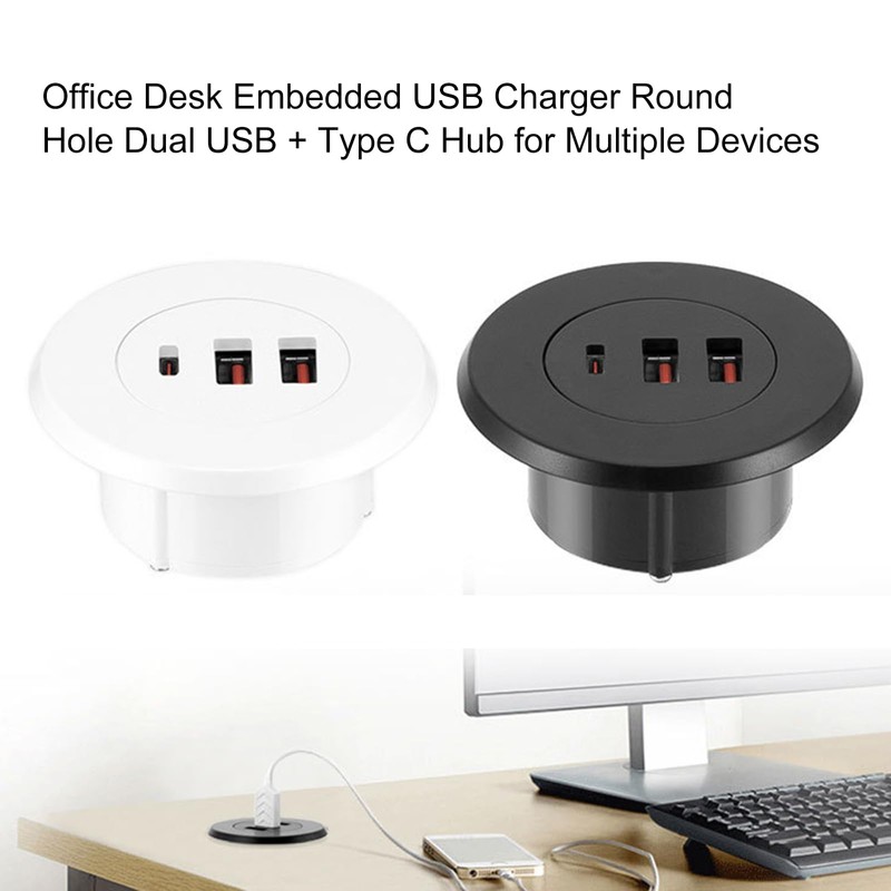 amangul Office Charging Solution Embedded USB with Splitter Round Desk