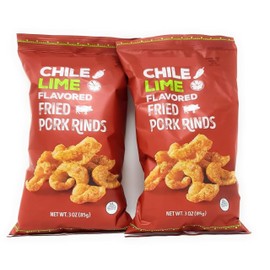 T'J's Chile Lime Flavored Fried Pork Rinds 3oz bag (Pack of 2)