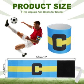 PATIKIL Soccer Captain Armband, Captain Arm Bands for Soccer Elastic Captain C Arm Band Sports Captain Armbands for Youth Adult Football Team Training Light Blue/Yellow