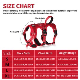 FEimaX Dog Harness No Pull Soft Padded Dog Vest with 3 Leash Clips and Easy Control Handle Reflective Adjustable No Choke Pet Harnesses for Medium and Large Dogs Training Walking (Red, Large)