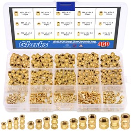 Glarks 460Pcs M2 M3 M4 M5 Female Thread Knurled Brass Threaded Insert Embedment Nut Assortment Kit for 3D Printing Projects