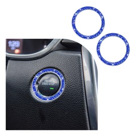 Dickno Bling Crystal Double Rhinestone Car Engine Start Stop Decoration Ring, Push Start Button Bling Ignition Ring Sticker, Sparkling Car Interior Accessories for Women (Dark Blue, 2 PCS)
