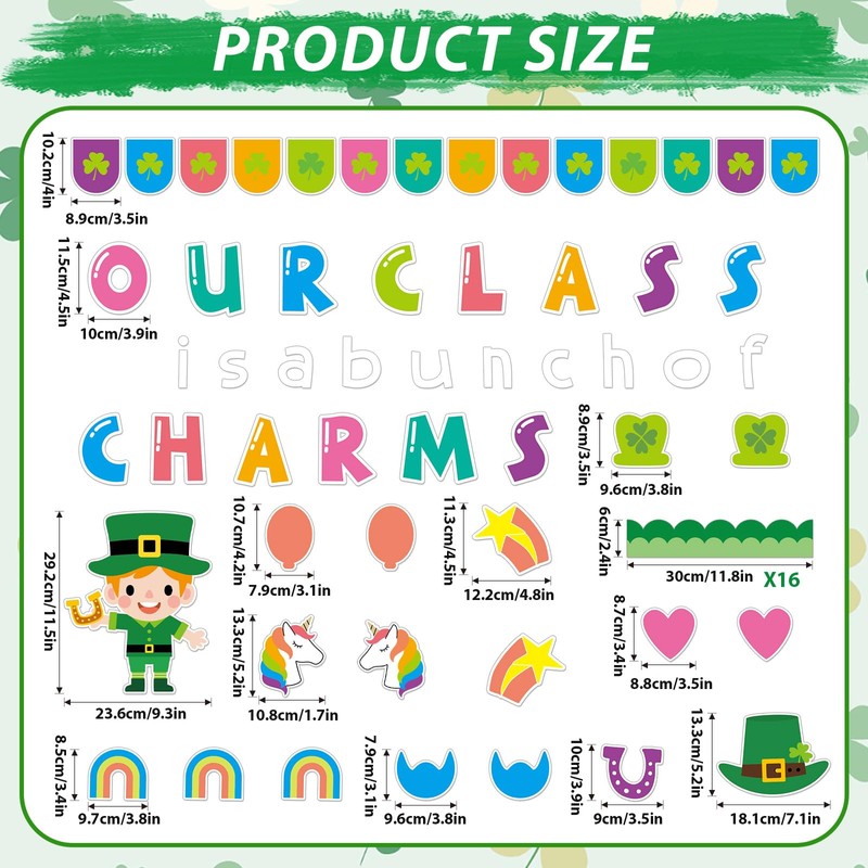 gisgfim St. Patrick's Day Classroom Bulletin Board Set Decoration Lucky