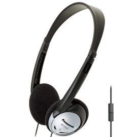 Panasonic - Auriculares Ligeros en la Oreja con micrófono y XBS para Graves Extra y Sonido Claro, Natural, Conector de 3.5 mm para teléfonos y portátiles, Trabajo Desde casa - RP-HT21M (Negro y