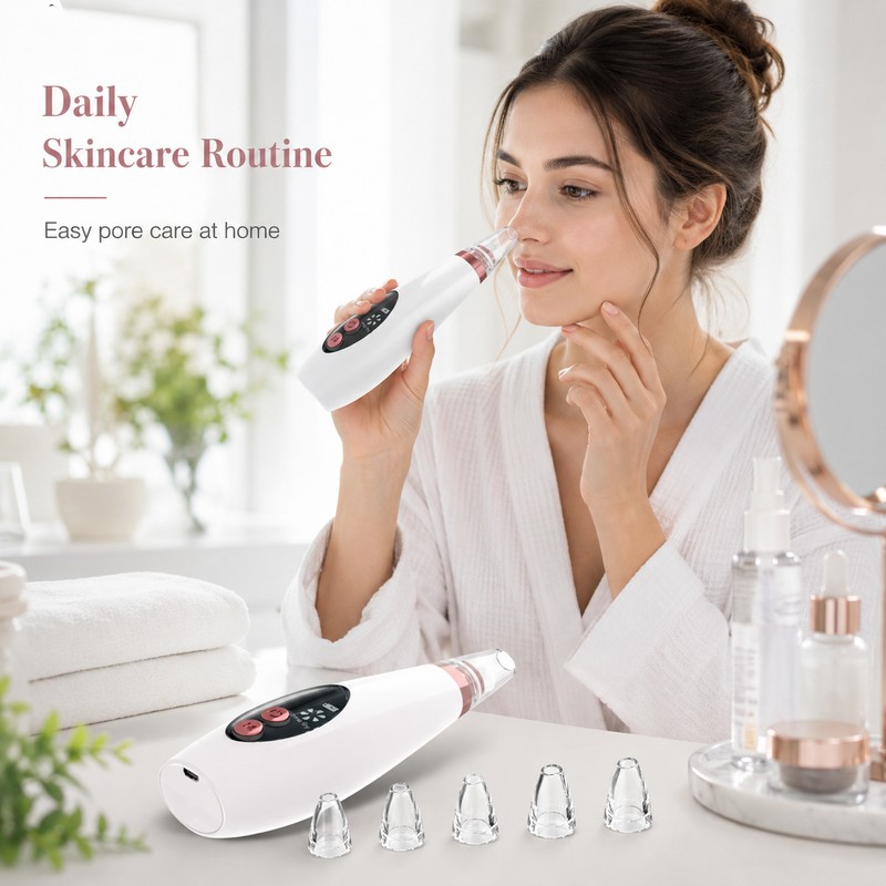 USB Rechargeable Blackhead Remover – Adjustable Suction Pore Vacuum Cleaner
