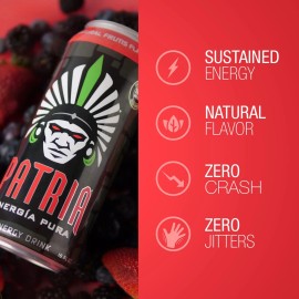 Patria Energia Pura Drink - 200mg Caffeine, Cane Sugar, 16oz - Orange (12-Pack)