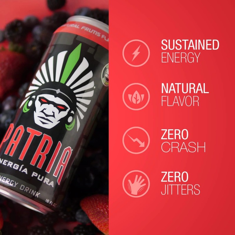 Patria Energia Pura Drink - 200mg Caffeine, Cane Sugar, 16oz