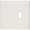 Leviton 2-Gang Combination, 1-Toggle 1-Blank Wallplate, Oversized, Thermoset, 88106, White