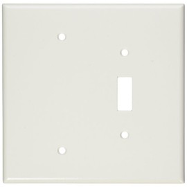 Leviton 2-Gang Combination, 1-Toggle 1-Blank Wallplate, Oversized, Thermoset, 88106, White
