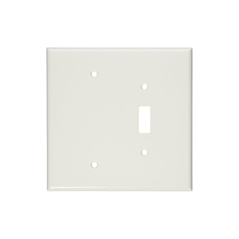 Leviton 2-Gang Combination, 1-Toggle 1-Blank Wallplate, Oversized, Thermoset, 88106, White