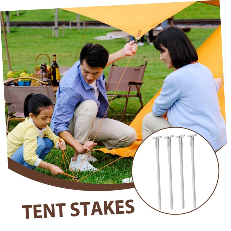 BIUDECO 4 Pack Heavy Duty Tent Stakes Stainless Steel Ground