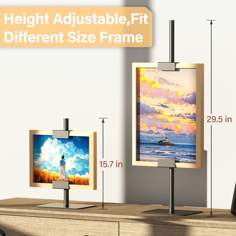 Tabletop Picture Frame Stand,Heavy Metal Base 2 Adjustable Size Table