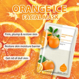 Fruit Face Mask, VC Facial Sheet Mask Hydrating Deep Moisturizing Daily Facial Masks Skincare Hydrating Soothing, Beauty Mask For All Skin Type (10 Pack)