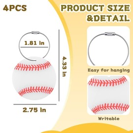 Baseball Suitcase Tags for Luggage Backpack Tags Bulk Baseball Lover Coach Appreciation Christmas Gifts for Men Women 4 PCS Acrylic BaseballName Tag for Bags Baggage Tag Identifiers