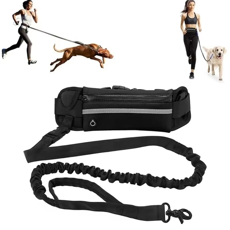 PawComfort Dog Leash Hands Free – Reflective Bungee Cord with Waist Bag, Running and Walking