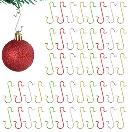 LUVDECO 80 Pcs Christmas Ornament Hooks Bauble Christmas Tree Decorations S-Shaped Ball Hangers Metal Hooks Christmas Gold Silver Red Green for Tree Decorations Ornament Home Party (30mm)