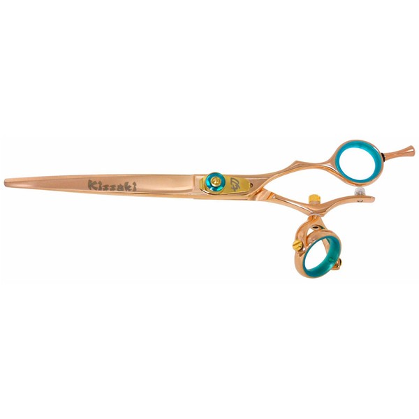 Kissaki Hair Scissors Gokatana 7.0 inches Double Swivel Rose Gold B Titanium Hair Cutting Shears