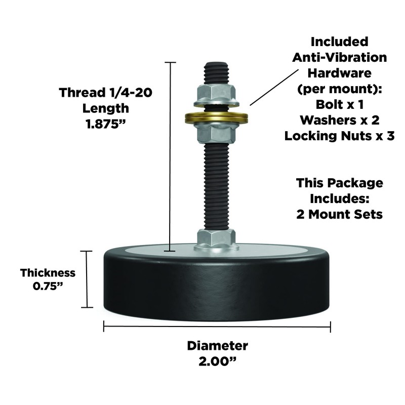 Isolate It!: Sorbothane Anti-Vibration Leveling Mount - 1/4-20 2" Stud