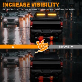XRIDONSEN 2 in 1 Emergency Strobe Traffic Advisor Amber Light Bar 144 LED Warning Safety Interior Front Dash Windshield Rear Window Lights for Plow Trucks Construction Vehicles SUV (2X 17.7 inch)